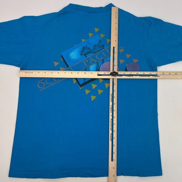 Vintage 80s OP Ocean Pacific T Shirt Surfer Surfing Made In USA Blue Tee L Large - Picture 9 of 9